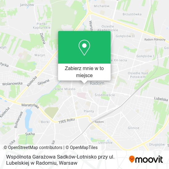 Mapa Wspólnota Garażowa Sadków-Lotnisko przy ul. Lubelskiej w Radomiu