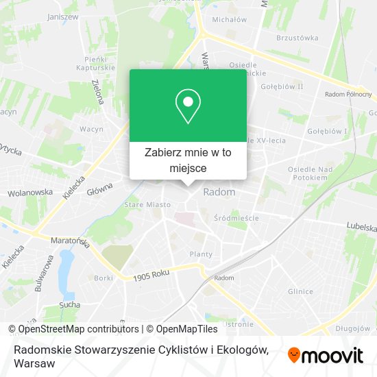 Mapa Radomskie Stowarzyszenie Cyklistów i Ekologów