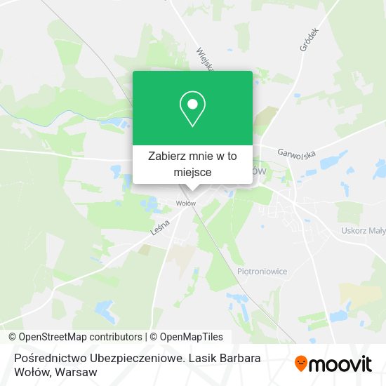 Mapa Pośrednictwo Ubezpieczeniowe. Lasik Barbara Wołów