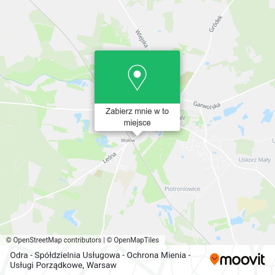 Mapa Odra - Spółdzielnia Usługowa - Ochrona Mienia - Usługi Porządkowe