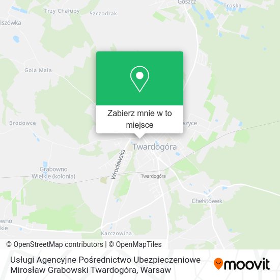 Mapa Usługi Agencyjne Pośrednictwo Ubezpieczeniowe Mirosław Grabowski Twardogóra