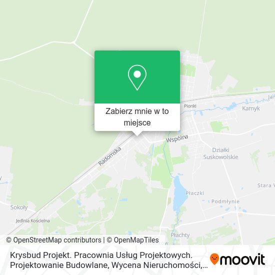 Mapa Krysbud Projekt. Pracownia Usług Projektowych. Projektowanie Budowlane, Wycena Nieruchomości