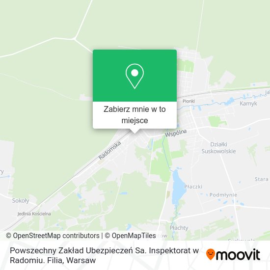 Mapa Powszechny Zakład Ubezpieczeń Sa. Inspektorat w Radomiu. Filia