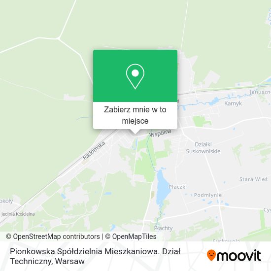 Mapa Pionkowska Spółdzielnia Mieszkaniowa. Dział Techniczny