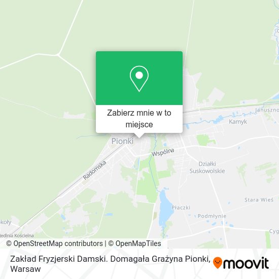 Mapa Zakład Fryzjerski Damski. Domagała Grażyna Pionki