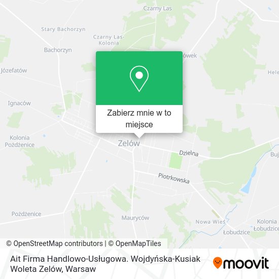 Mapa Ait Firma Handlowo-Usługowa. Wojdyńska-Kusiak Woleta Zelów