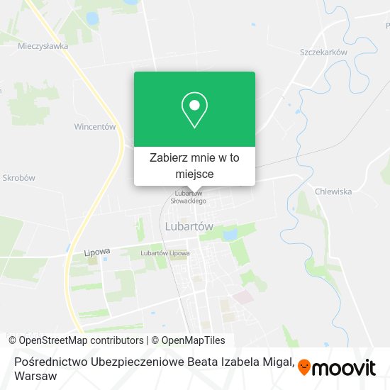 Mapa Pośrednictwo Ubezpieczeniowe Beata Izabela Migal