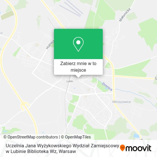 Mapa Uczelnia Jana Wyżykowskiego Wydział Zamiejscowy w Lubinie Biblioteka Wz