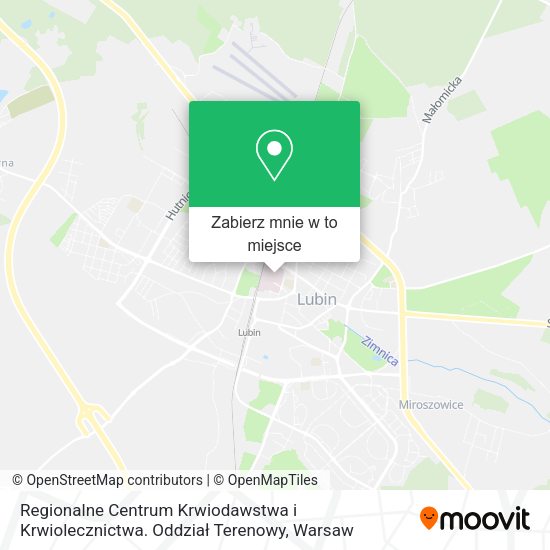 Mapa Regionalne Centrum Krwiodawstwa i Krwiolecznictwa. Oddział Terenowy