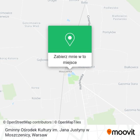 Mapa Gminny Ośrodek Kultury im. Jana Justyny w Moszczenicy