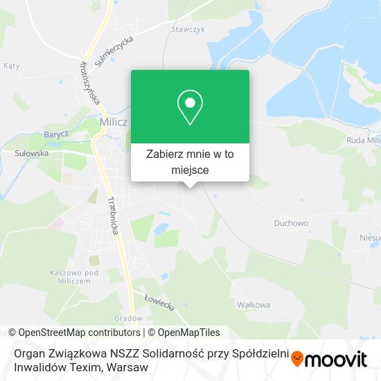 Mapa Organ Związkowa NSZZ Solidarność przy Spółdzielni Inwalidów Texim