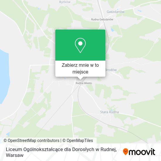 Mapa Liceum Ogólnokształcące dla Dorosłych w Rudnej