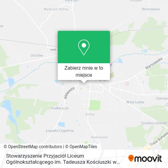 Mapa Stowarzyszenie Przyjaciół Liceum Ogólnokształcącego im. Tadeusza Kościuszki w Łasku