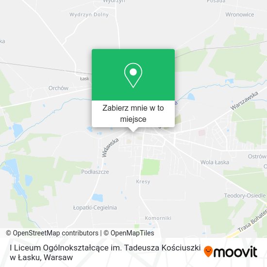 Mapa I Liceum Ogólnokształcące im. Tadeusza Kościuszki w Łasku