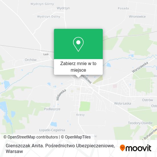 Mapa Gienszczak Anita. Pośrednictwo Ubezpieczeniowe