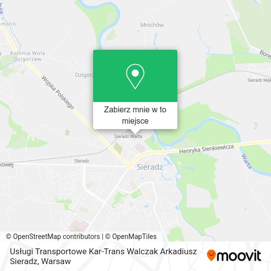 Mapa Usługi Transportowe Kar-Trans Walczak Arkadiusz Sieradz