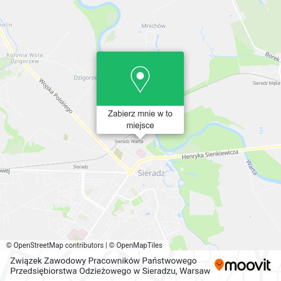 Mapa Związek Zawodowy Pracowników Państwowego Przedsiębiorstwa Odzieżowego w Sieradzu