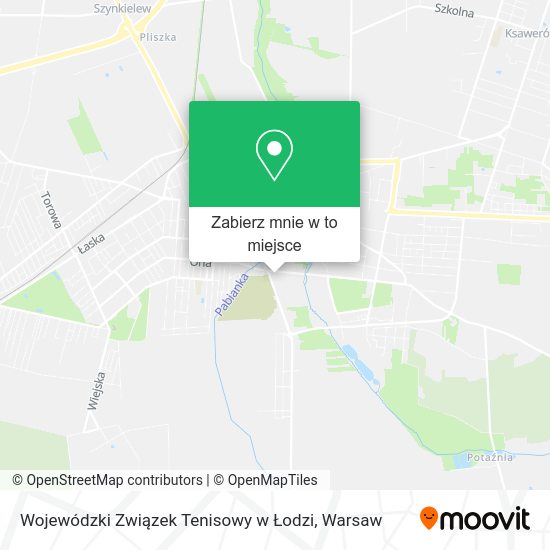 Mapa Wojewódzki Związek Tenisowy w Łodzi