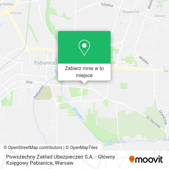 Mapa Powszechny Zakład Ubezpieczeń S.A. - Główny Księgowy Pabianice