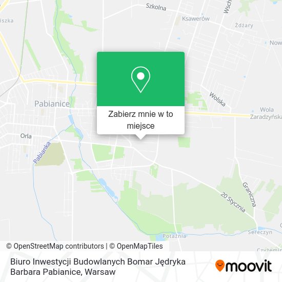 Mapa Biuro Inwestycji Budowlanych Bomar Jędryka Barbara Pabianice