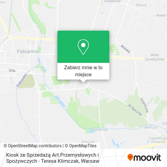 Mapa Kiosk ze Sprzedażą Art.Przemysłowych i Spożywczych - Teresa Klimczak