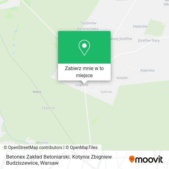 Mapa Betonex Zakład Betoniarski. Kotynia Zbigniew Budziszewice