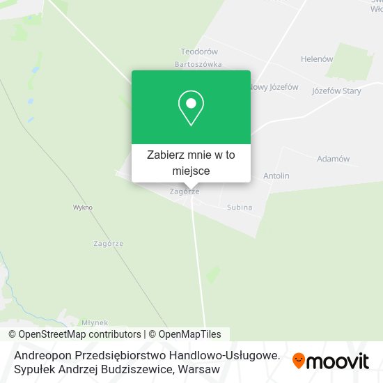 Mapa Andreopon Przedsiębiorstwo Handlowo-Usługowe. Sypułek Andrzej Budziszewice