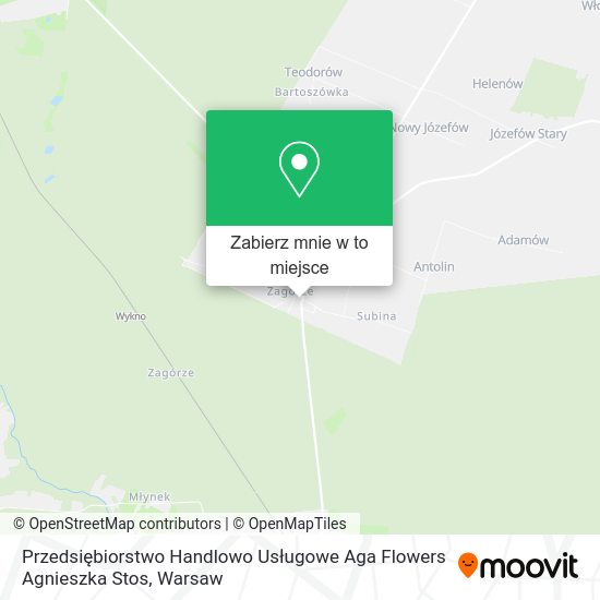 Mapa Przedsiębiorstwo Handlowo Usługowe Aga Flowers Agnieszka Stos