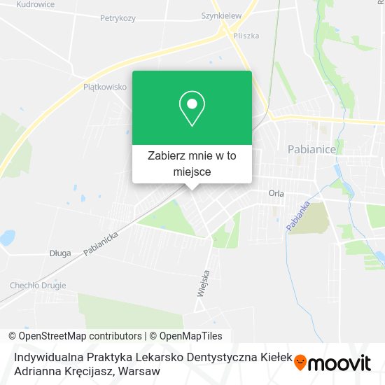 Mapa Indywidualna Praktyka Lekarsko Dentystyczna Kiełek Adrianna Kręcijasz