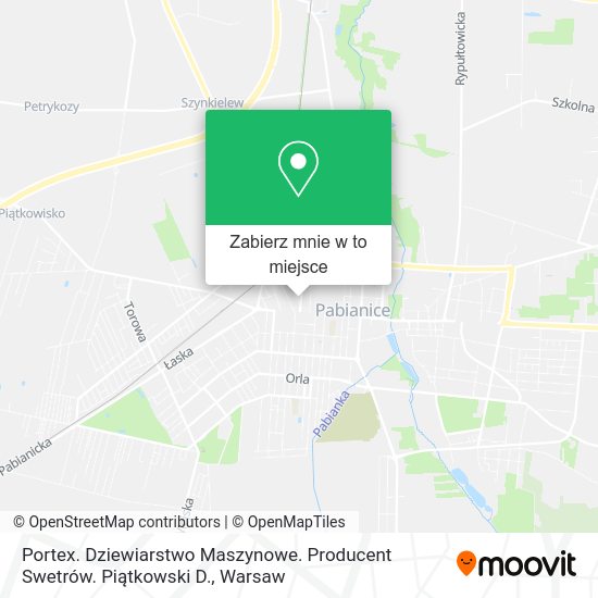 Mapa Portex. Dziewiarstwo Maszynowe. Producent Swetrów. Piątkowski D.