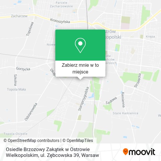 Mapa Osiedle Brzozowy Zakątek w Ostrowie Wielkopolskim, ul. Zębcowska 39