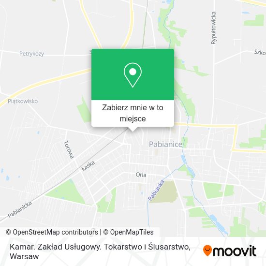 Mapa Kamar. Zakład Usługowy. Tokarstwo i Ślusarstwo