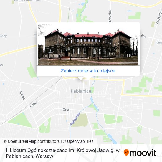 Mapa II Liceum Ogólnokształcące im. Królowej Jadwigi w Pabianicach