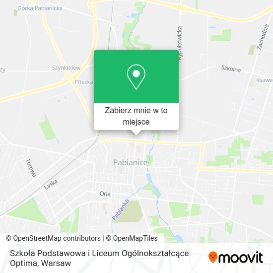 Mapa Szkoła Podstawowa i Liceum Ogólnokształcące Optima