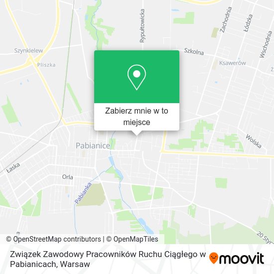 Mapa Związek Zawodowy Pracowników Ruchu Ciągłego w Pabianicach