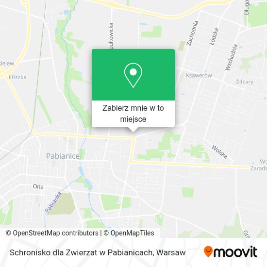 Mapa Schronisko dla Zwierzat w Pabianicach