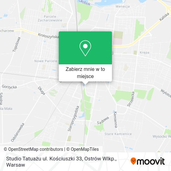 Mapa Studio Tatuażu ul. Kościuszki 33, Ostrów Wlkp.