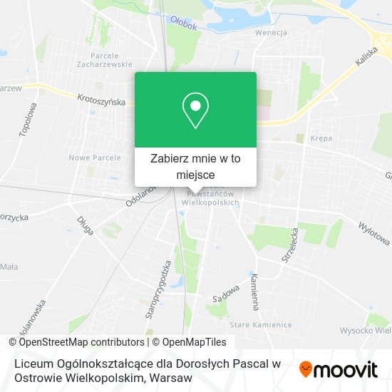 Mapa Liceum Ogólnokształcące dla Dorosłych Pascal w Ostrowie Wielkopolskim