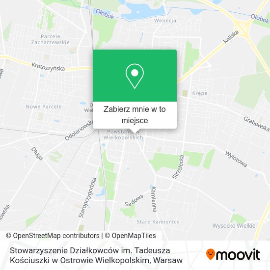 Mapa Stowarzyszenie Działkowców im. Tadeusza Kościuszki w Ostrowie Wielkopolskim