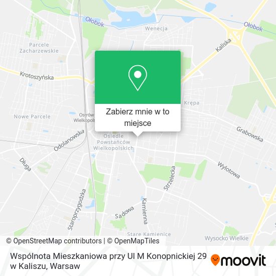 Mapa Wspólnota Mieszkaniowa przy Ul M Konopnickiej 29 w Kaliszu