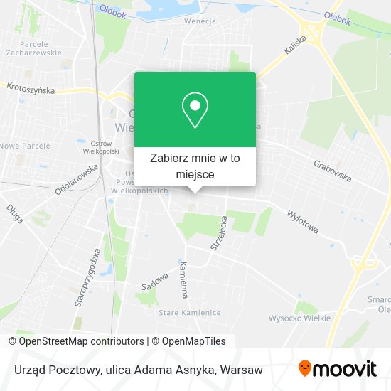 Mapa Urząd Pocztowy, ulica Adama Asnyka