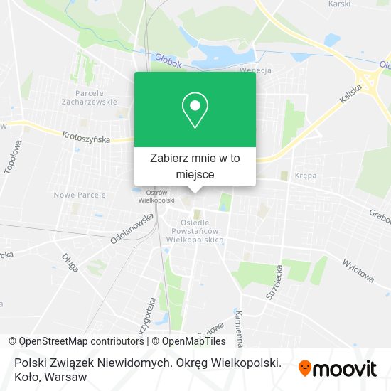 Mapa Polski Związek Niewidomych. Okręg Wielkopolski. Koło