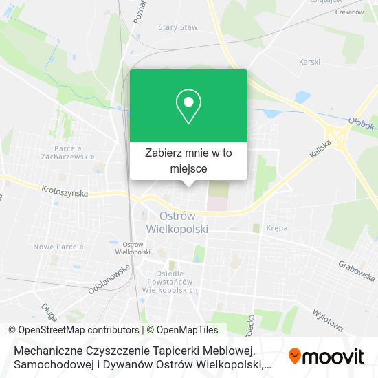 Mapa Mechaniczne Czyszczenie Tapicerki Meblowej. Samochodowej i Dywanów Ostrów Wielkopolski