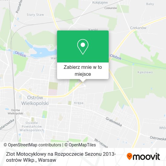 Mapa Zlot Motocyklowy na Rozpoczecie Sezonu 2013-ostrów Wlkp.