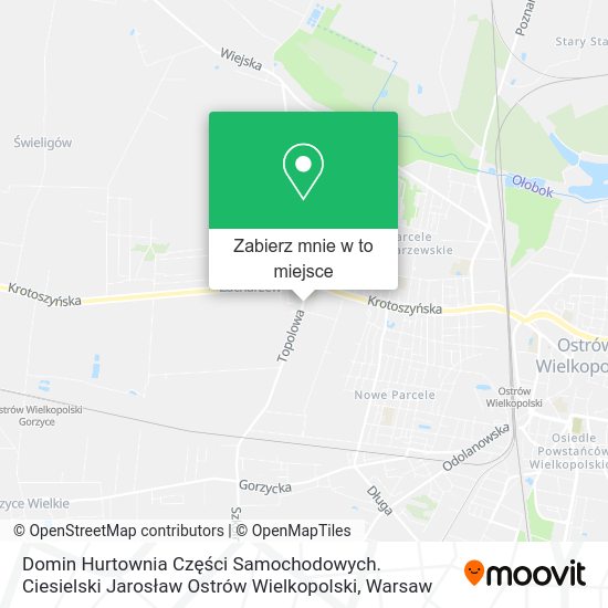 Mapa Domin Hurtownia Części Samochodowych. Ciesielski Jarosław Ostrów Wielkopolski