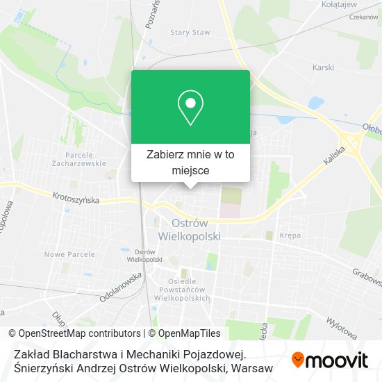 Mapa Zakład Blacharstwa i Mechaniki Pojazdowej. Śnierzyński Andrzej Ostrów Wielkopolski