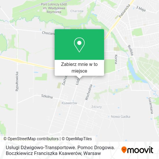 Mapa Usługi Dźwigowo-Transportowe. Pomoc Drogowa. Boczkiewicz Franciszka Ksawerów