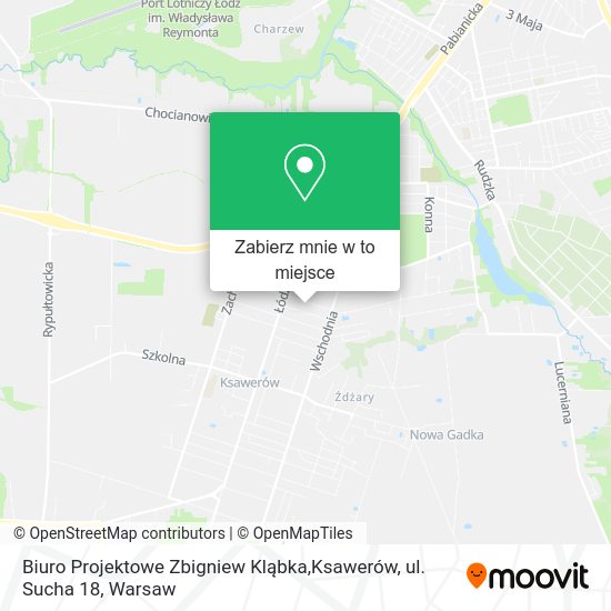 Mapa Biuro Projektowe Zbigniew Kląbka,Ksawerów, ul. Sucha 18