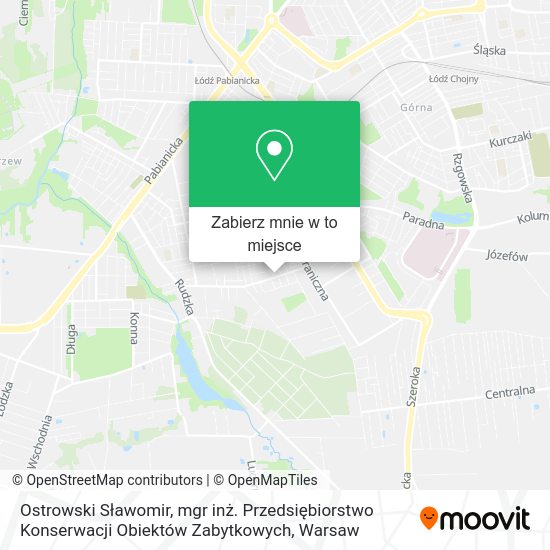 Mapa Ostrowski Sławomir, mgr inż. Przedsiębiorstwo Konserwacji Obiektów Zabytkowych