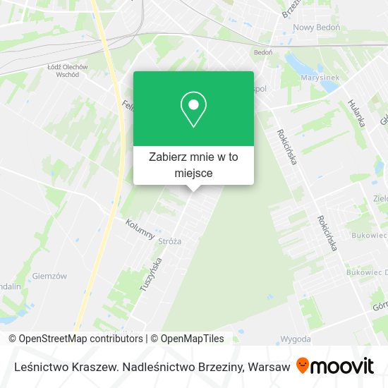 Mapa Leśnictwo Kraszew. Nadleśnictwo Brzeziny